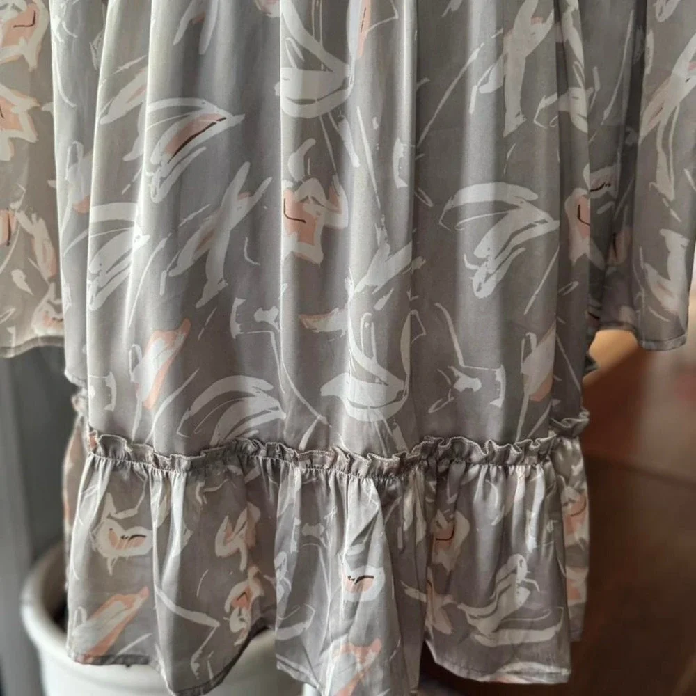 Floral Print‎ Long Sleeve Midi Dress Bell Sleeve V Neck Boho Subtle Boutique